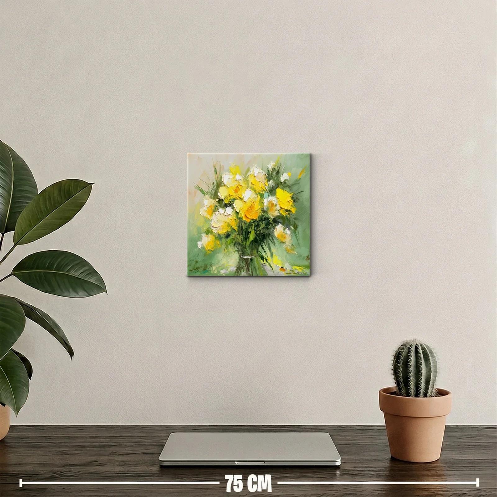 Cuadro decorativo con ramo vibrante de flores amarillas y blancas — miniatura 2