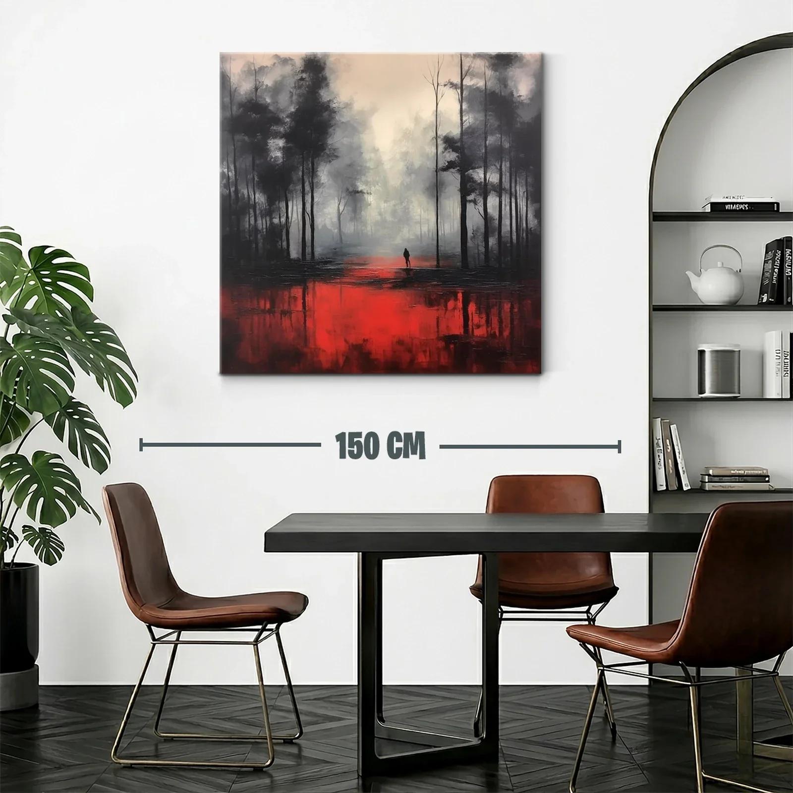 Bosque brumoso con reflejos intensos en rojo vibrante — miniatura 2