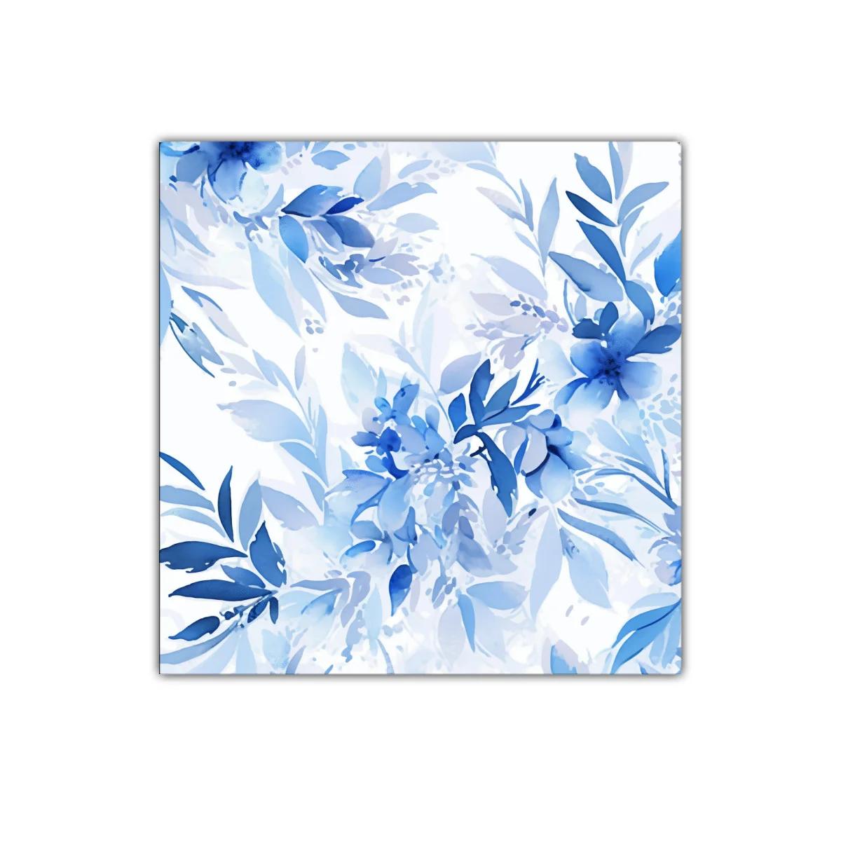 Cuadro Decorativo Floral en Tonos Azules Suaves y Profundos — imagen principal