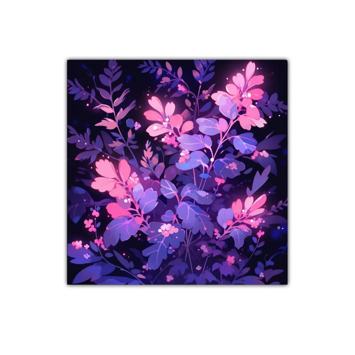 Cuadro de flores vibrantes en tonos púrpura y rosa — imagen principal