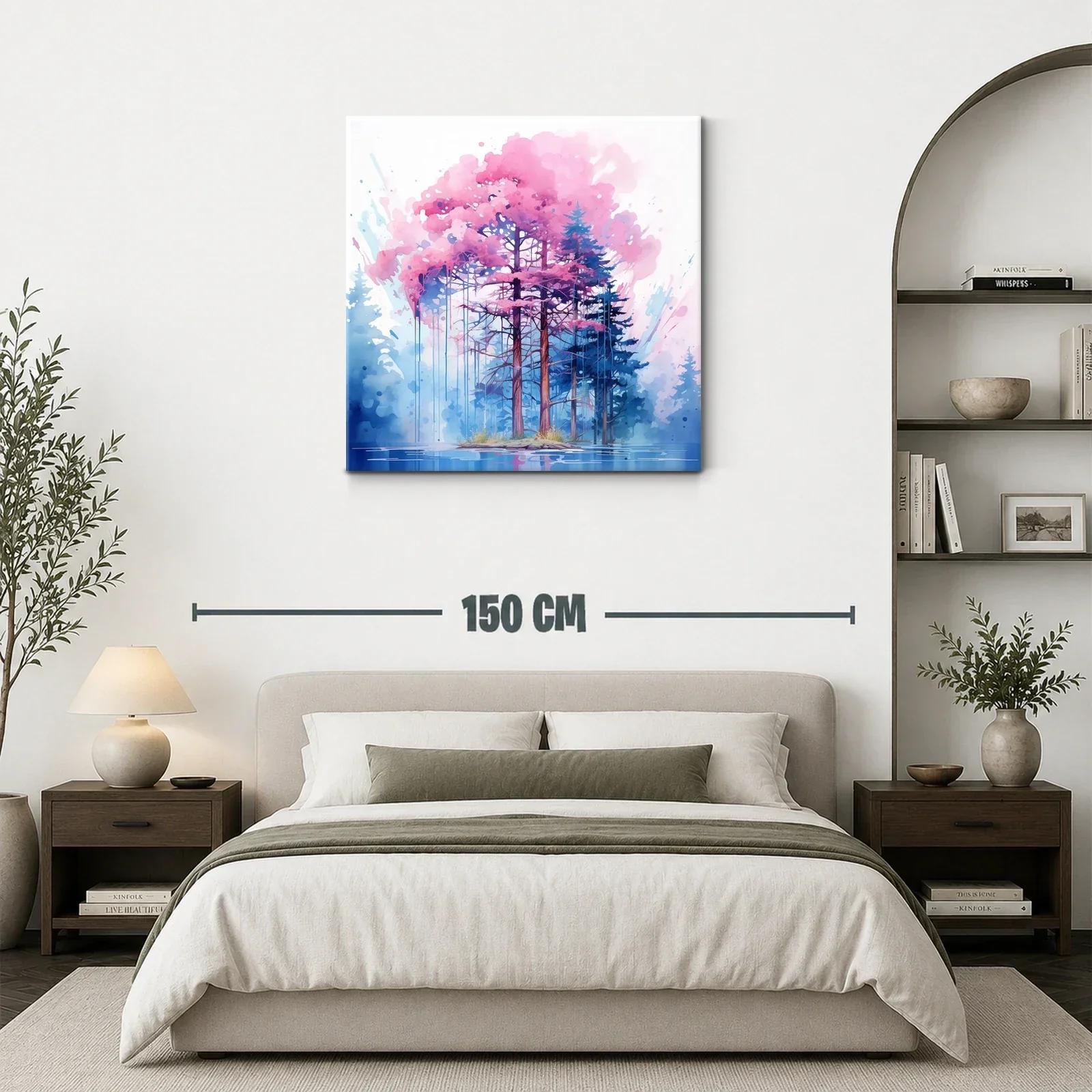 Bosque mágico con árboles en tonos rosa y azul — miniatura 3