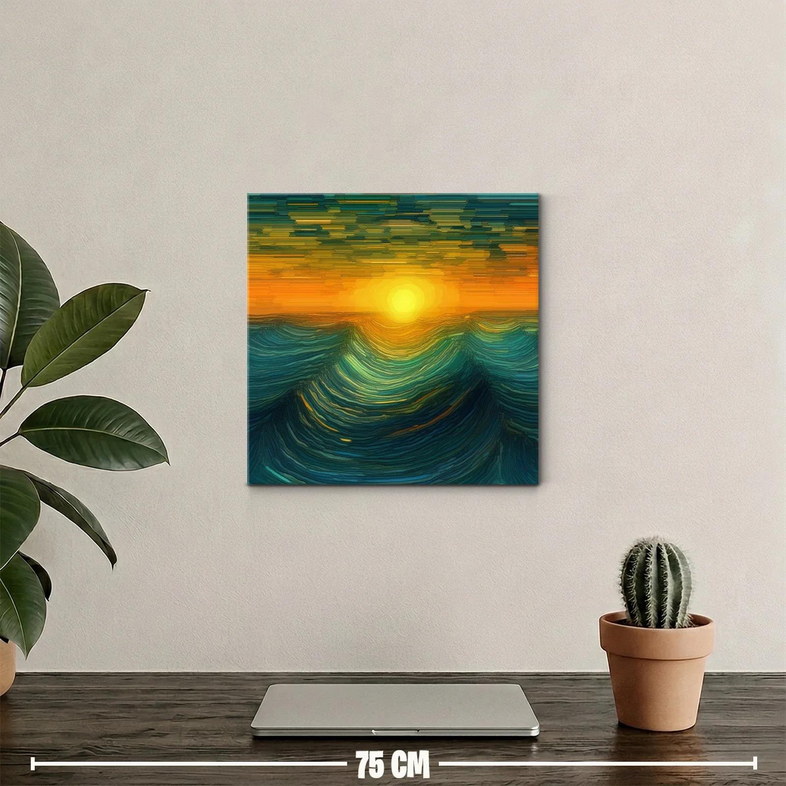 Inspirador atardecer con ondas marinas en tonos cálidos — miniatura 2