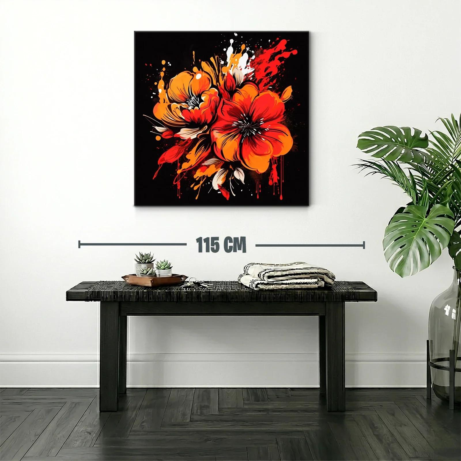 Flores vibrantes en tonos rojos y naranjas sobre fondo oscuro — miniatura 2