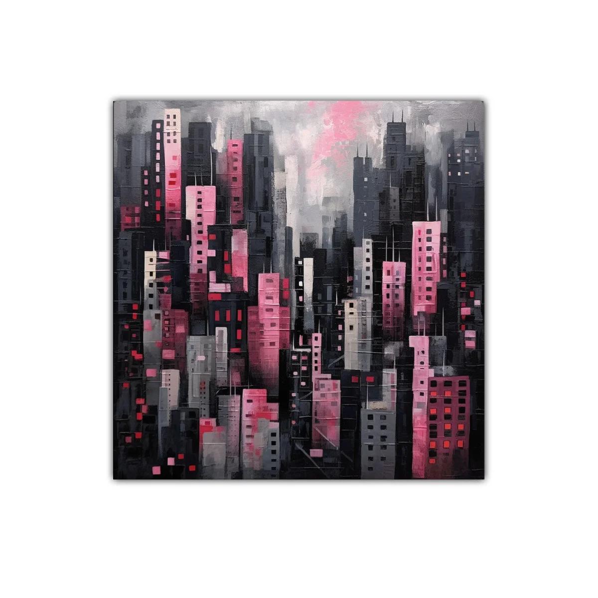 Ciudad nocturna en tonos rosas y grises modernos — imagen principal