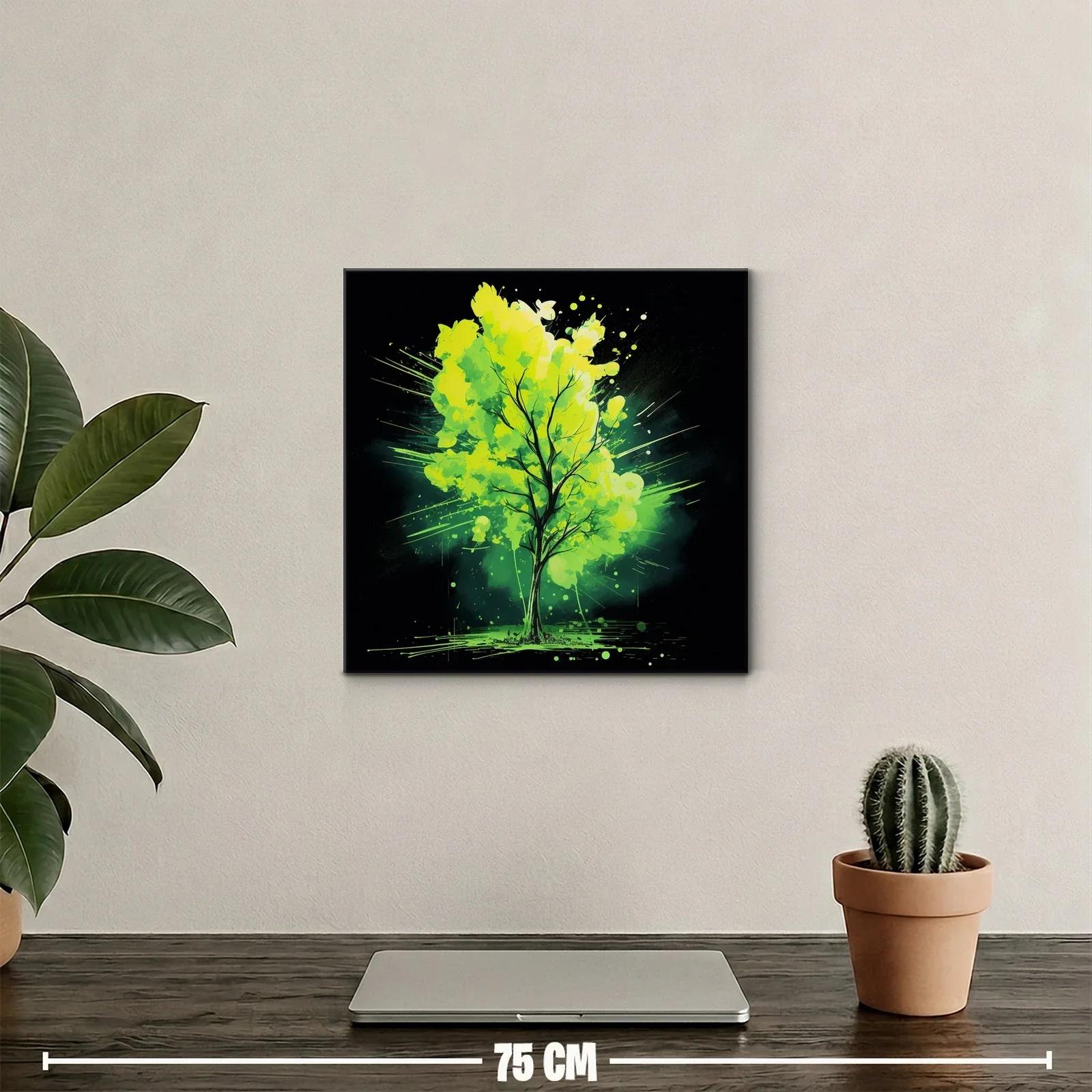 Cuadro vibrante de árbol con tonos verdes y negros — miniatura 2