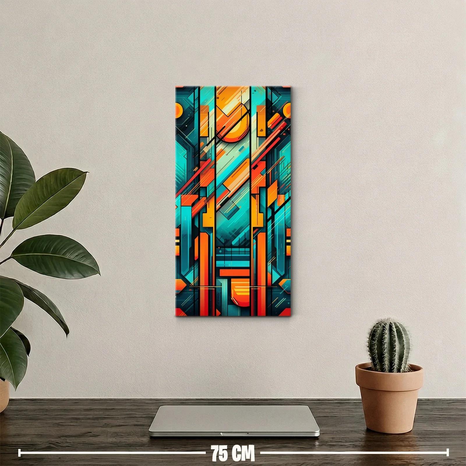 Cuadro abstracción geométrica con paneles diagonales y color vibrante — miniatura 2