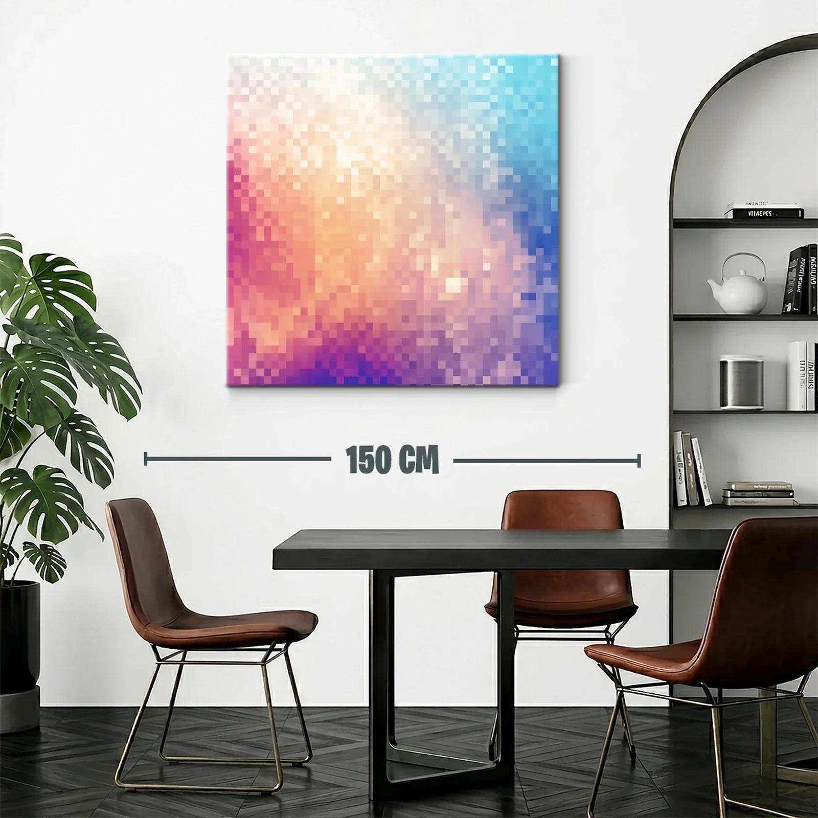 Cuadro abstracto con tonos cálidos y fríos armonizados — miniatura 2