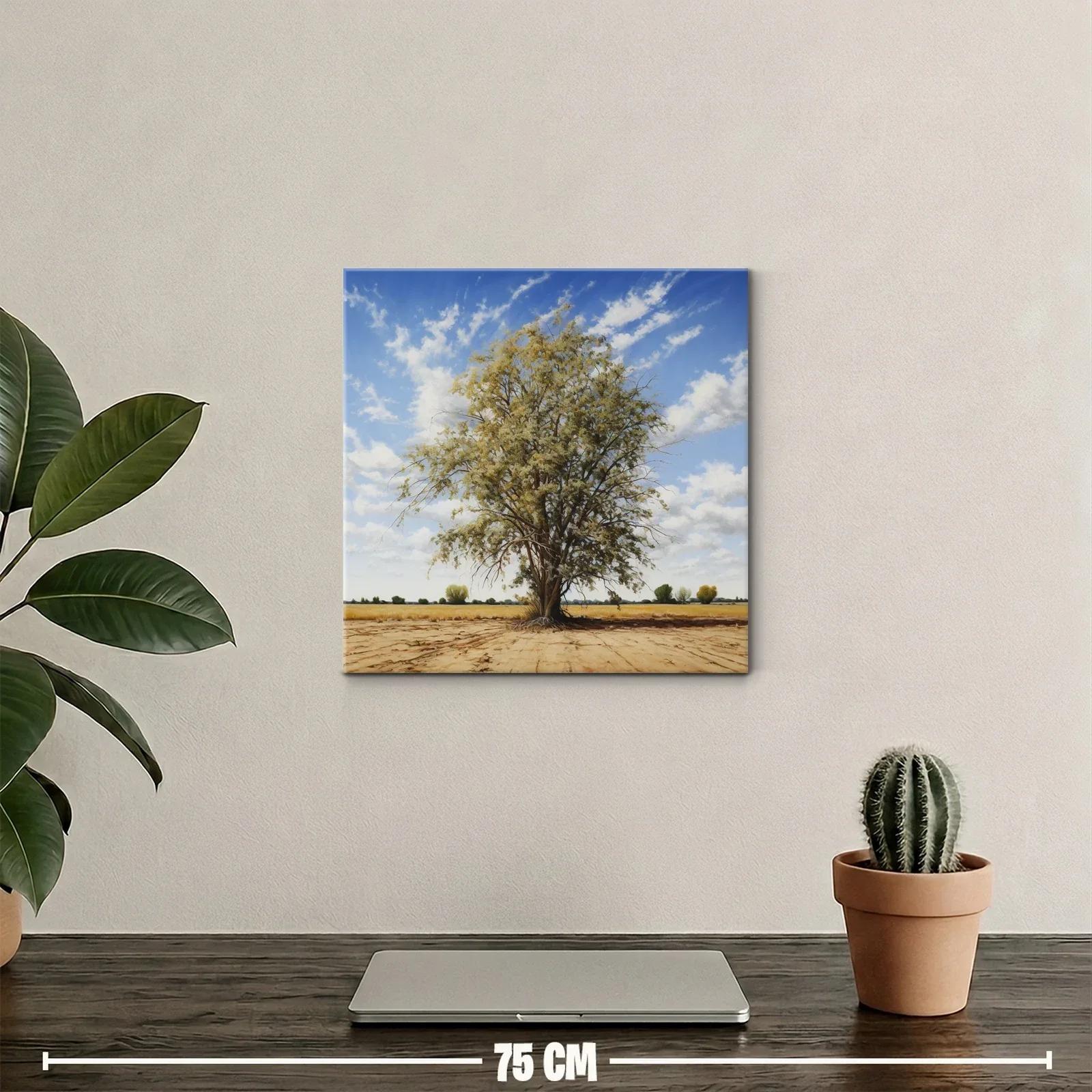 Árbol solitario en paisaje de campo bajo cielo azul — miniatura 2