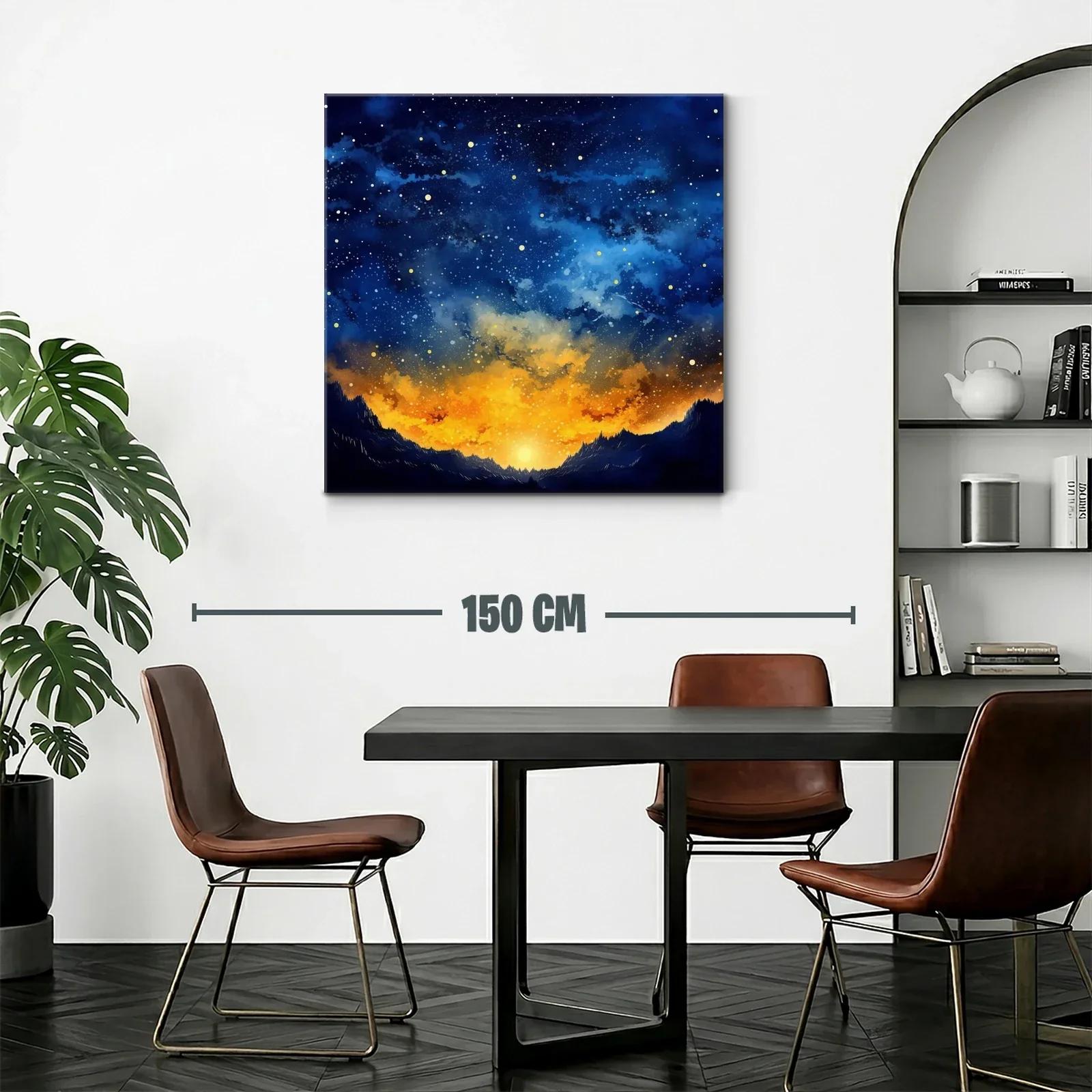 Paisaje Cósmico con Cielo Estrellado y Amanecer Dorado — miniatura 2