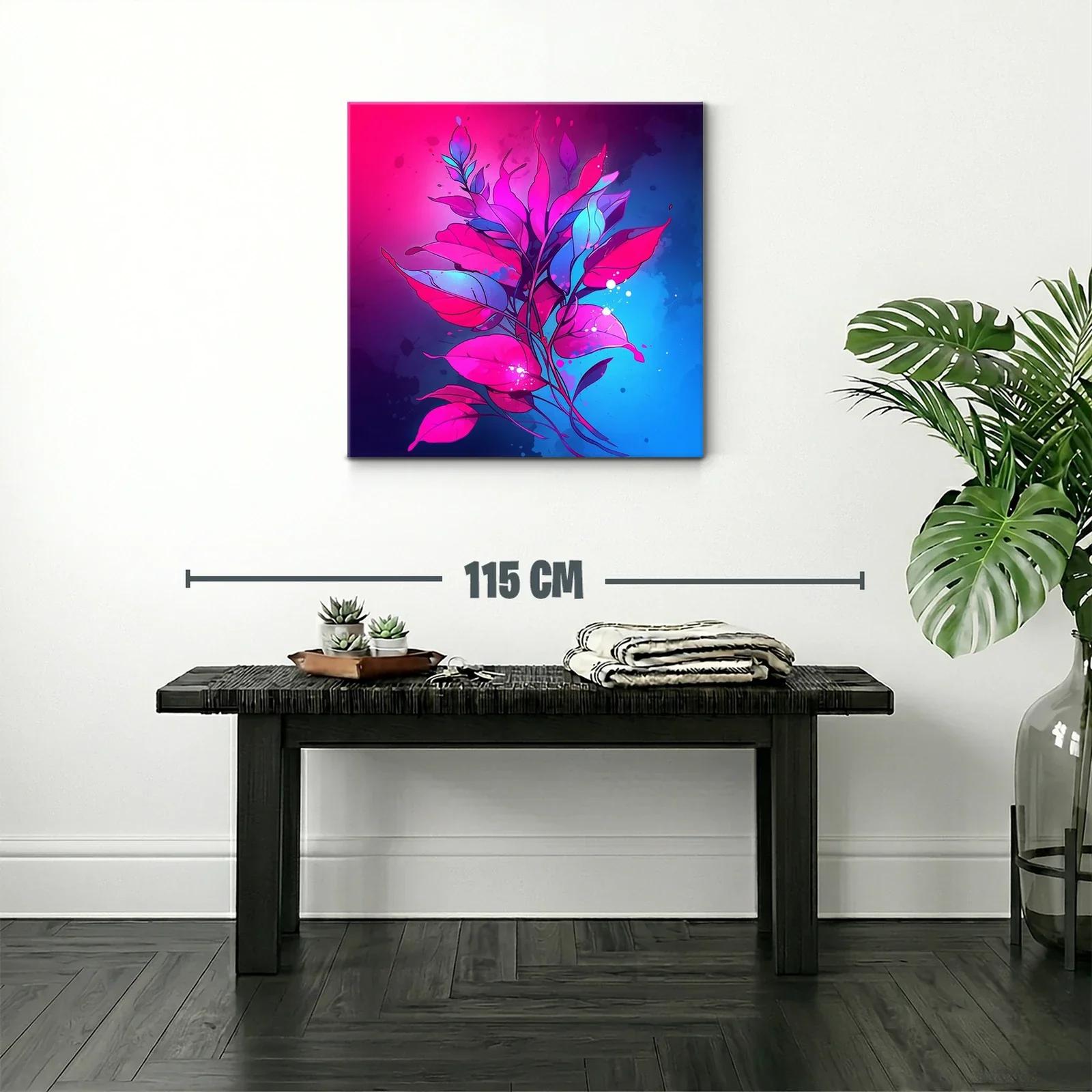 Composición vibrante de hojas en tonos fucsia y azul — miniatura 2