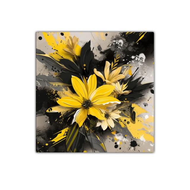 Flores vibrantes en tonos amarillos y negros modernos