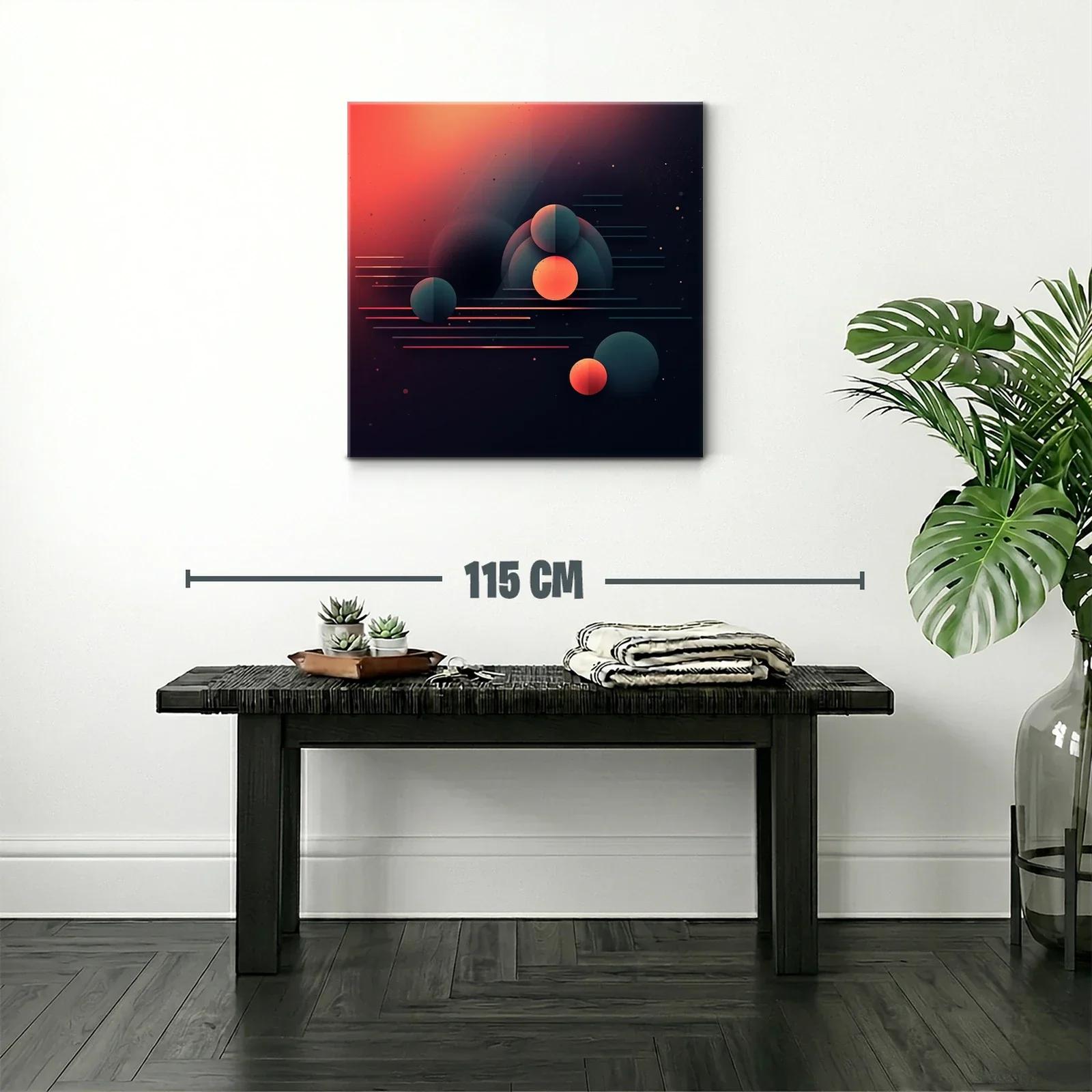 Composición abstracta con esferas y líneas en tonos cálidos — miniatura 2