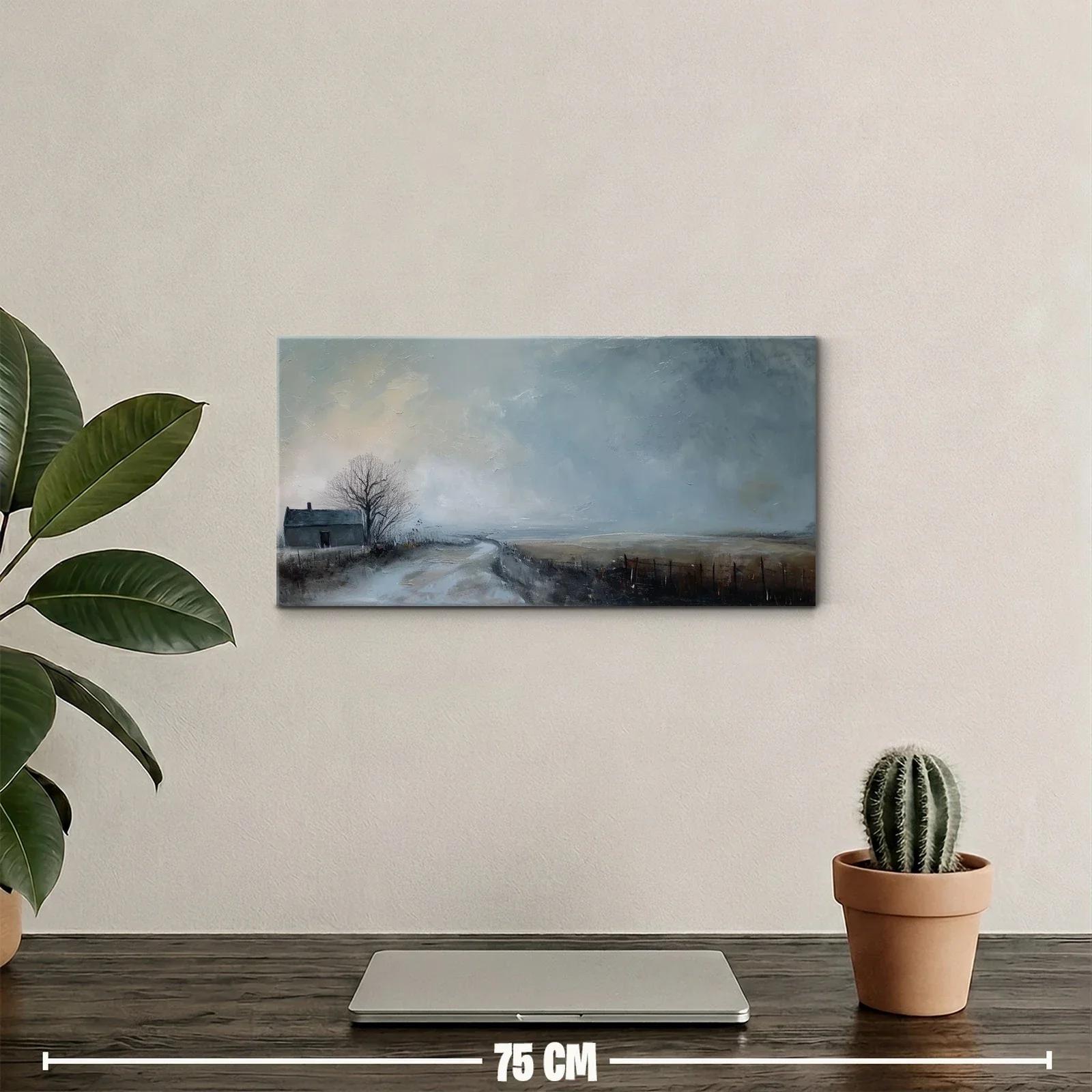 Cuadro casa rural solitaria con árbol desnudo — miniatura 2