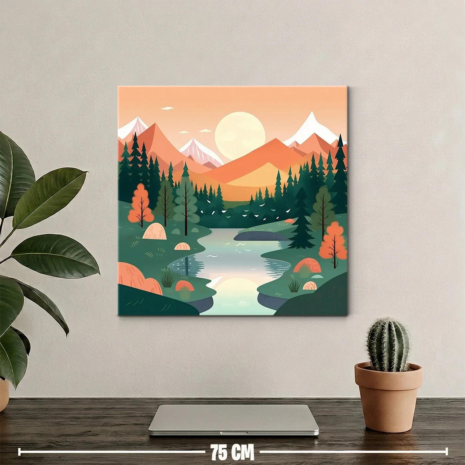 Paisaje sereno con río y montañas al atardecer — miniatura 2