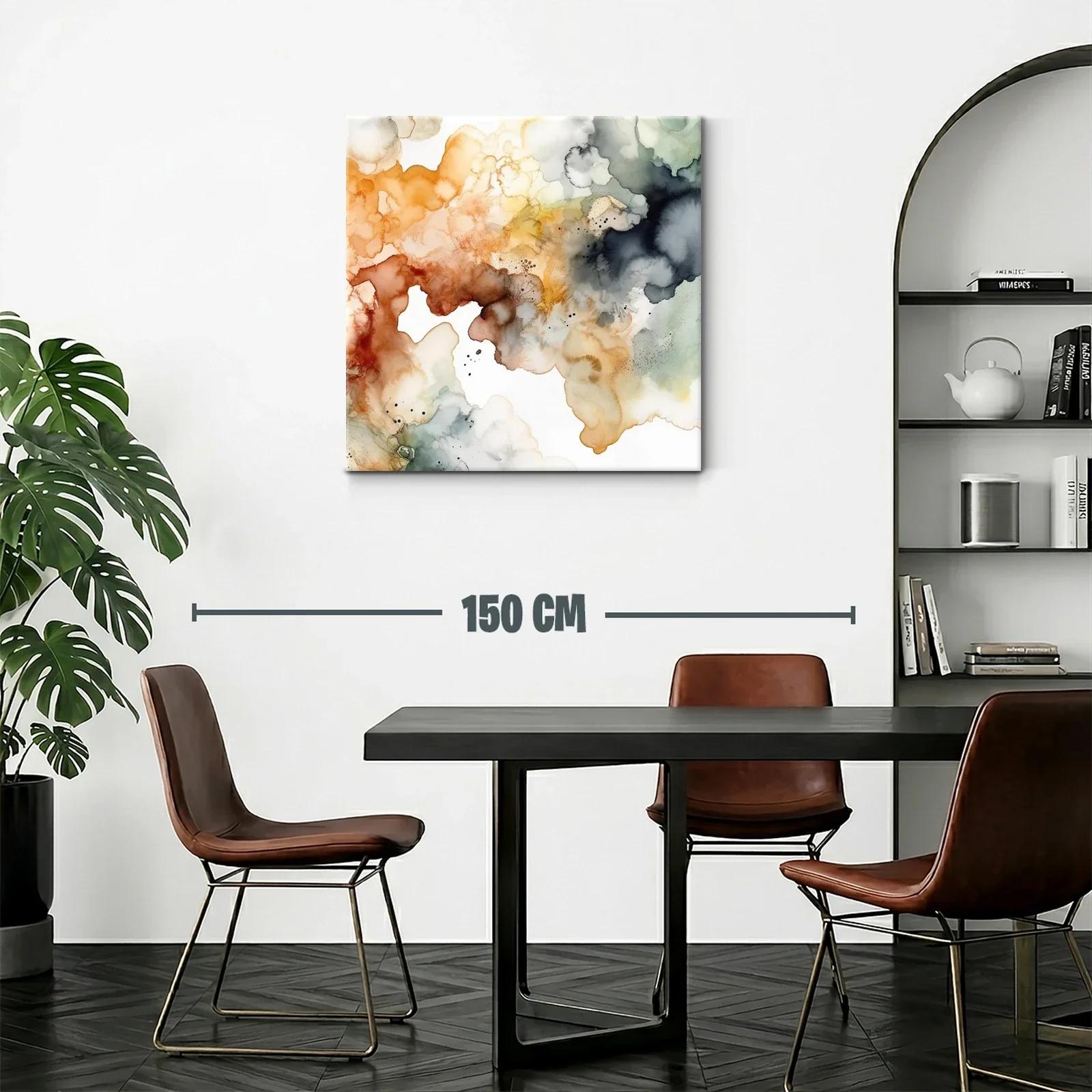 Cuadro abstracto con tonos cálidos y fríos para ambientes modernos — miniatura 2