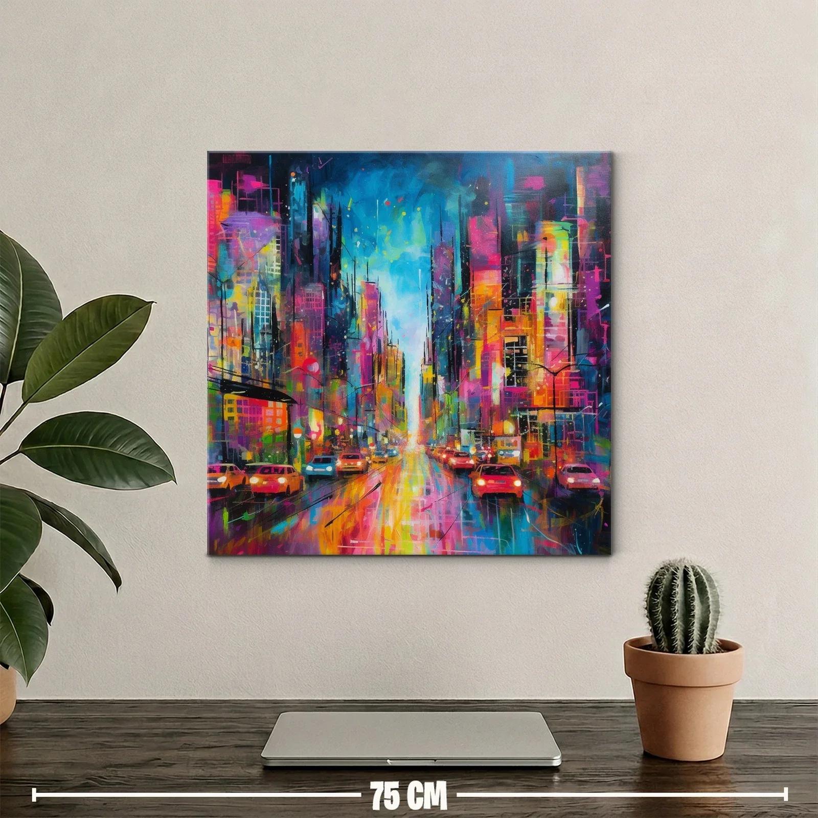 Ciudad vibrante llena de luces y movimiento urbano — miniatura 2