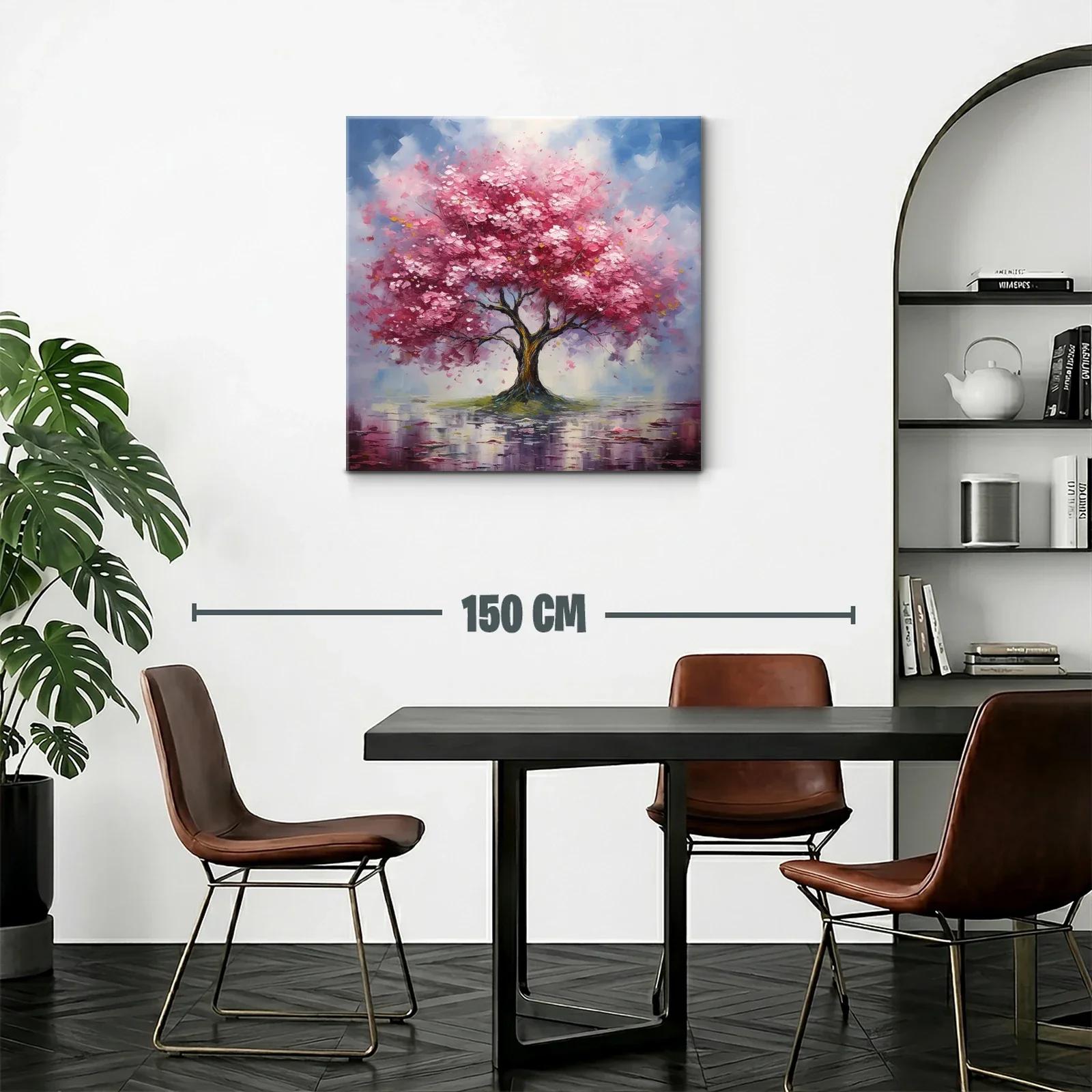 Árbol rosa en paisaje sereno con reflejos delicados — miniatura 2