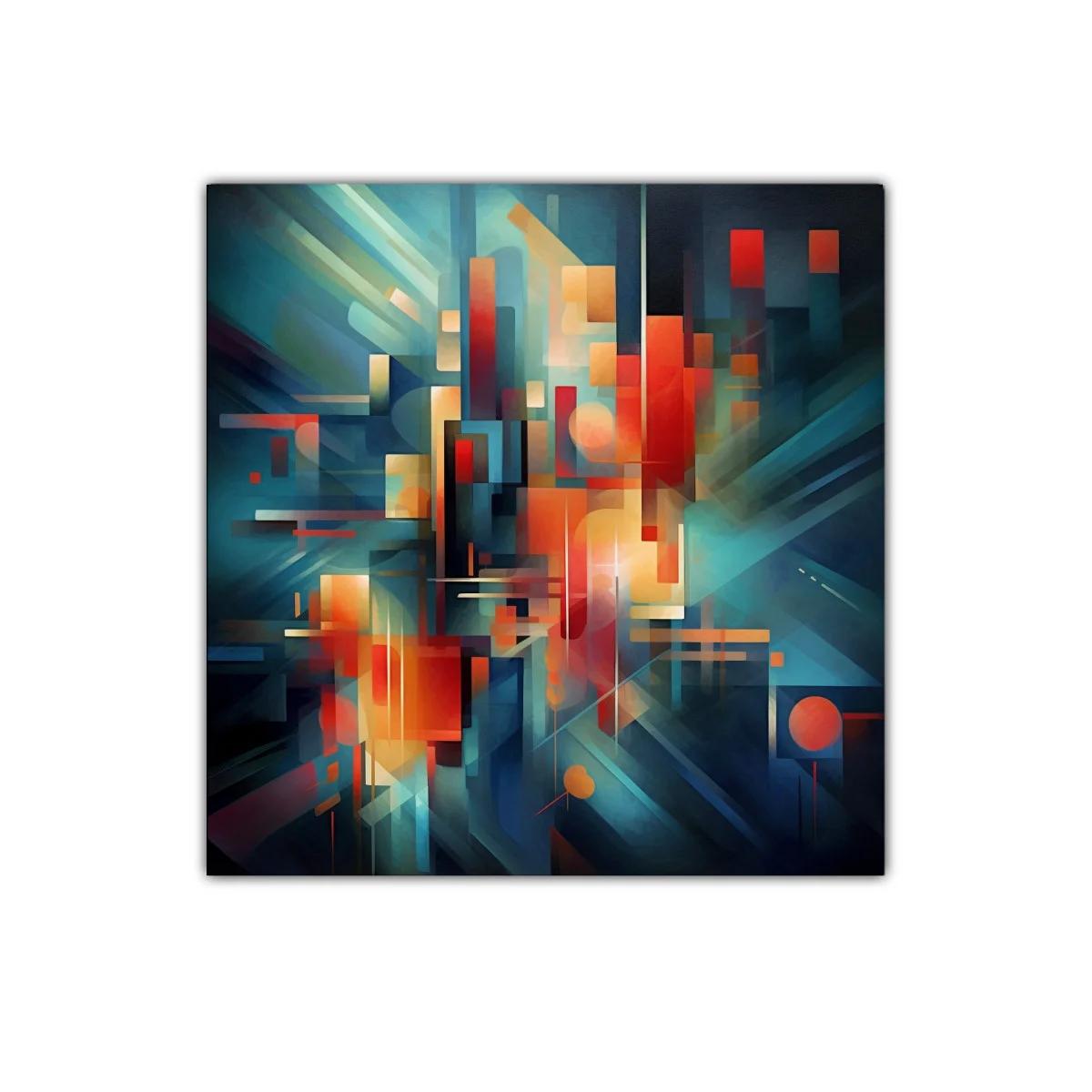 Composición abstracta con luces y formas geométricas vibrantes
