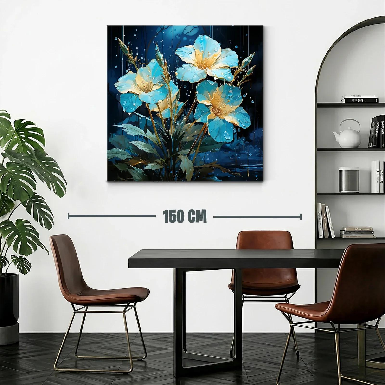 Flores luminosas en tonos azulados con gotas de agua — miniatura 2
