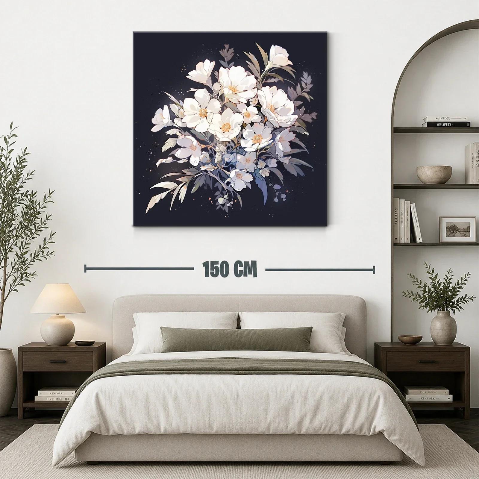 Ramo de flores blancas sobre fondo oscuro elegante — miniatura 3