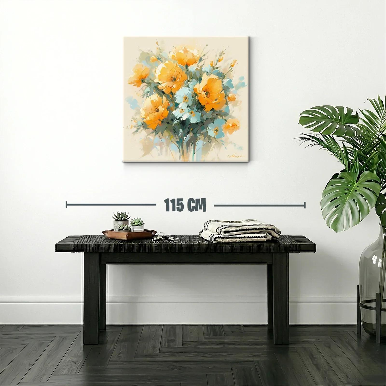 Ramo floral vibrante con tonos cálidos y azules suaves — miniatura 2