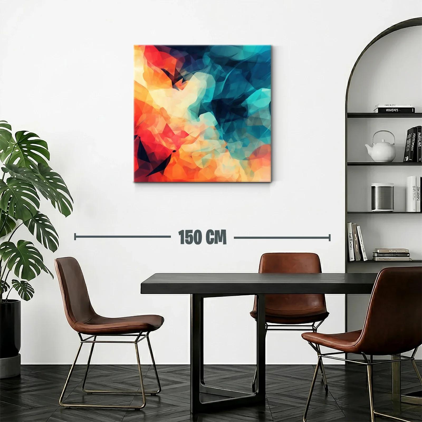 Cuadro abstracto en tonos cálidos y fríos vibrantes — miniatura 2