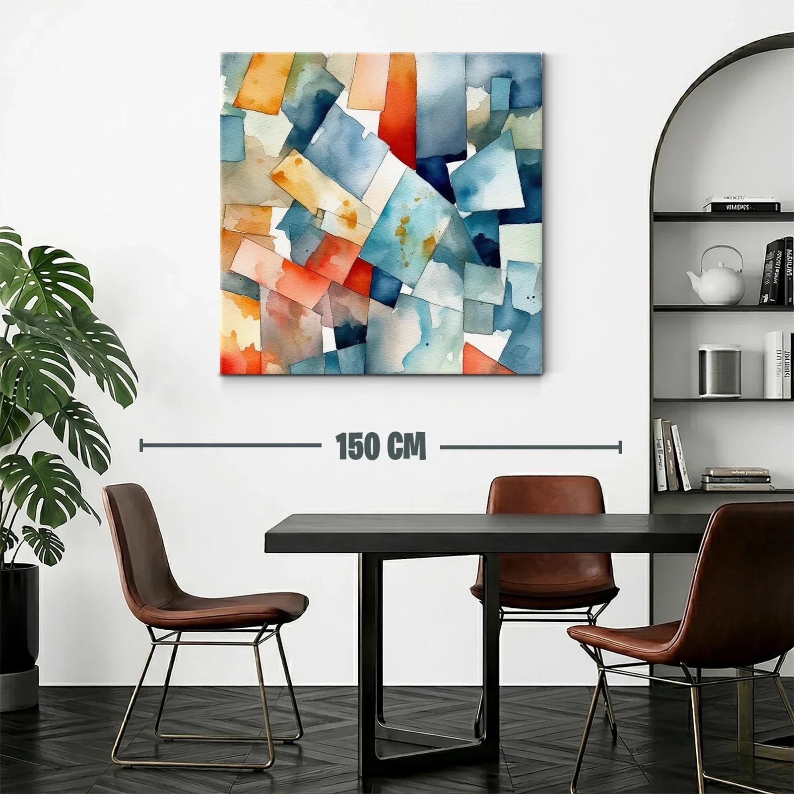 Composición abstracta con tonos cálidos y fríos vibrantes — miniatura 2