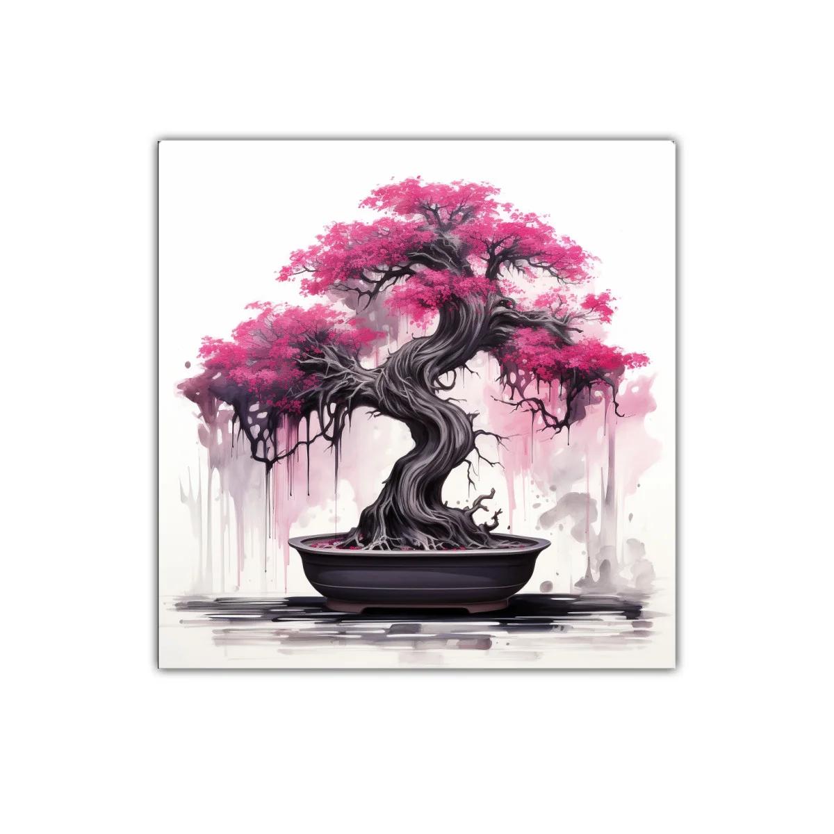 Árbol Bonsái con Flores Rosadas en Composición Artística — imagen principal