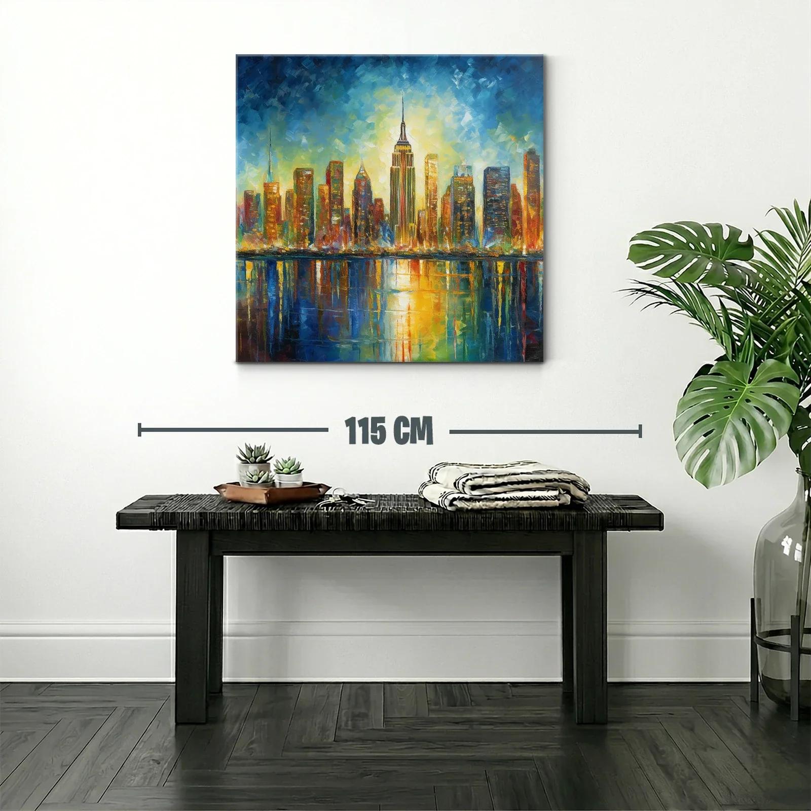 Atardecer vibrante sobre skyline urbano reflejado en el agua — miniatura 2