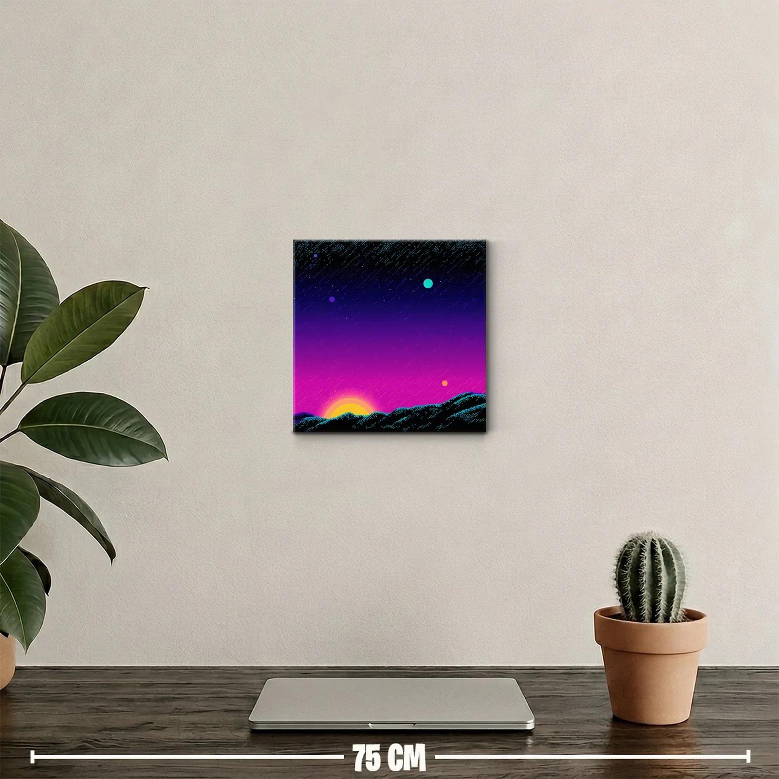 Atardecer cósmico con estrellas y planetas brillantes — miniatura 2