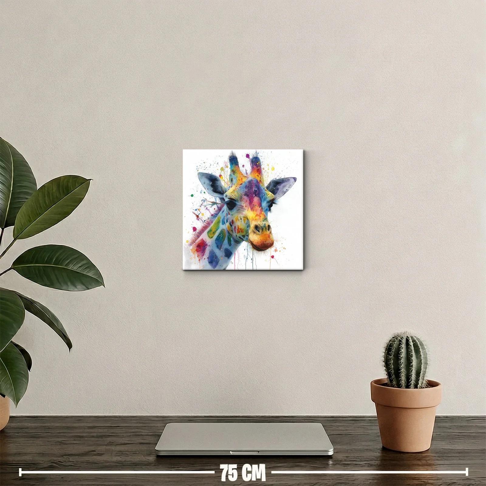 Cuadro vibrante de jirafa multicolor y expresiva — miniatura 2