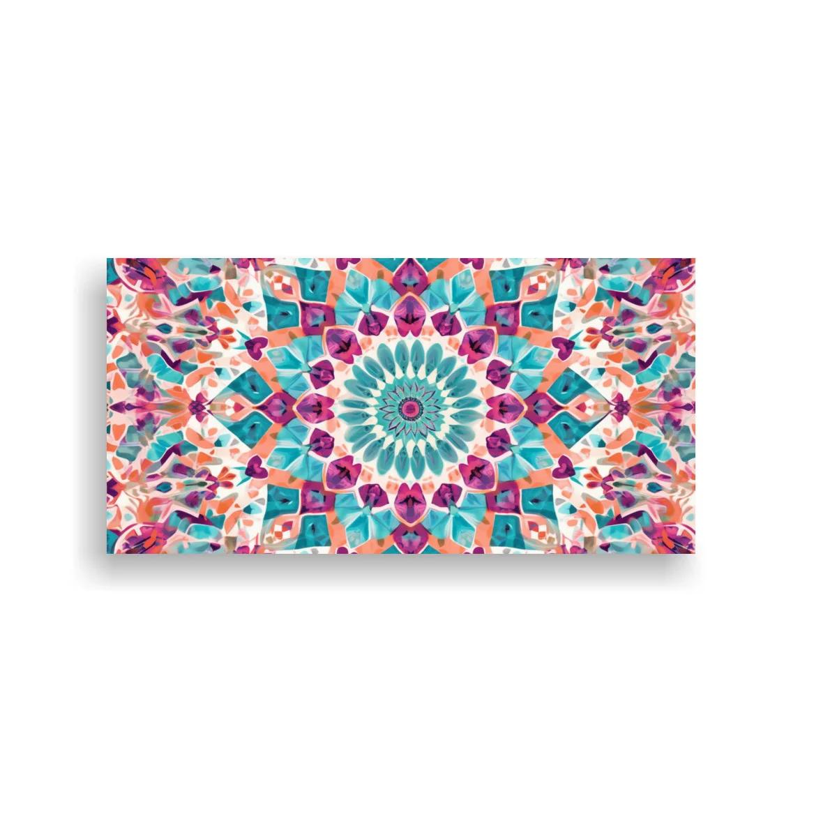 Cuadro mandala floral con rombos y rosetón central