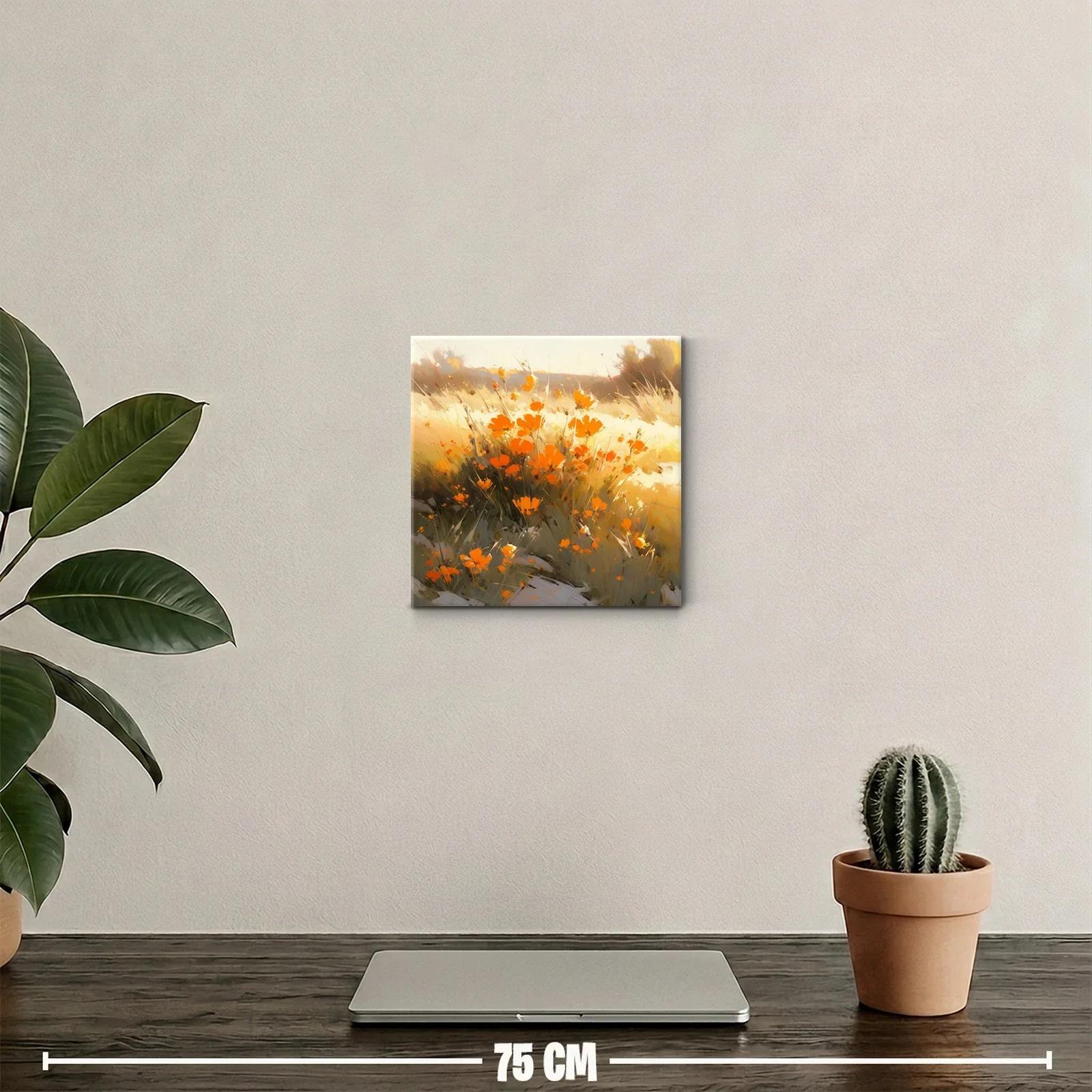Cuadro decorativo con flores silvestres anaranjadas al sol — miniatura 2