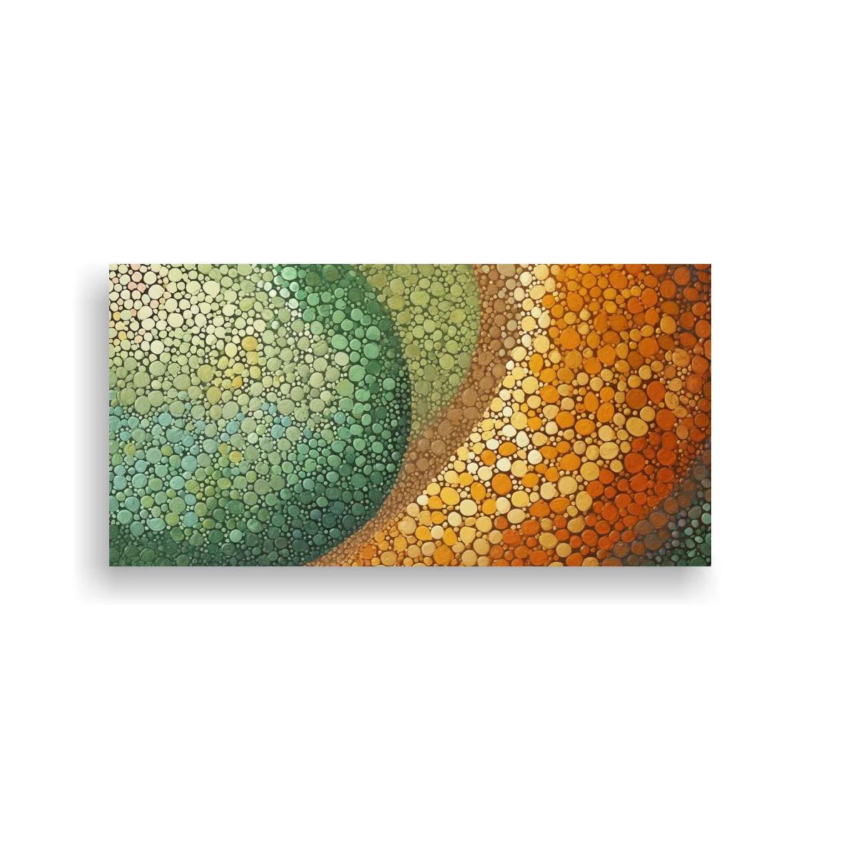 Cuadro círculos concéntricos tipo mosaico en verde y ocre