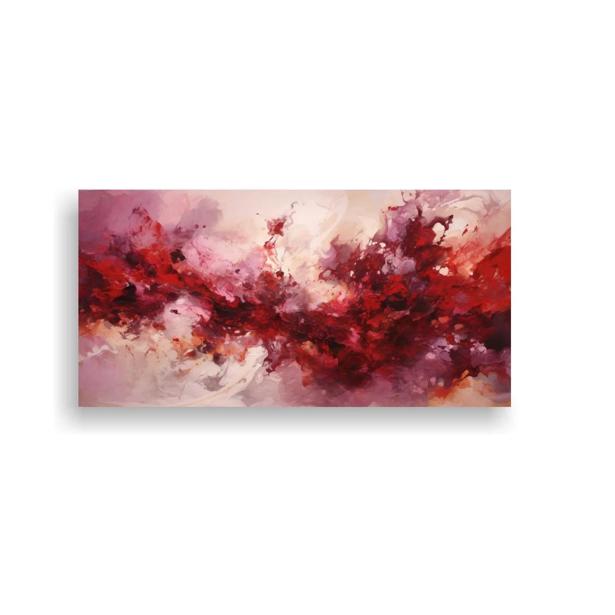Cuadro abstracto borgoña y rosa con franja dinámica