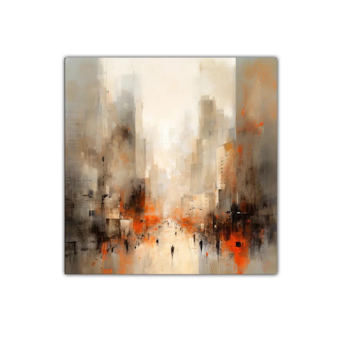 Paisaje urbano abstracto con tonos cálidos y vibrantes — imagen principal