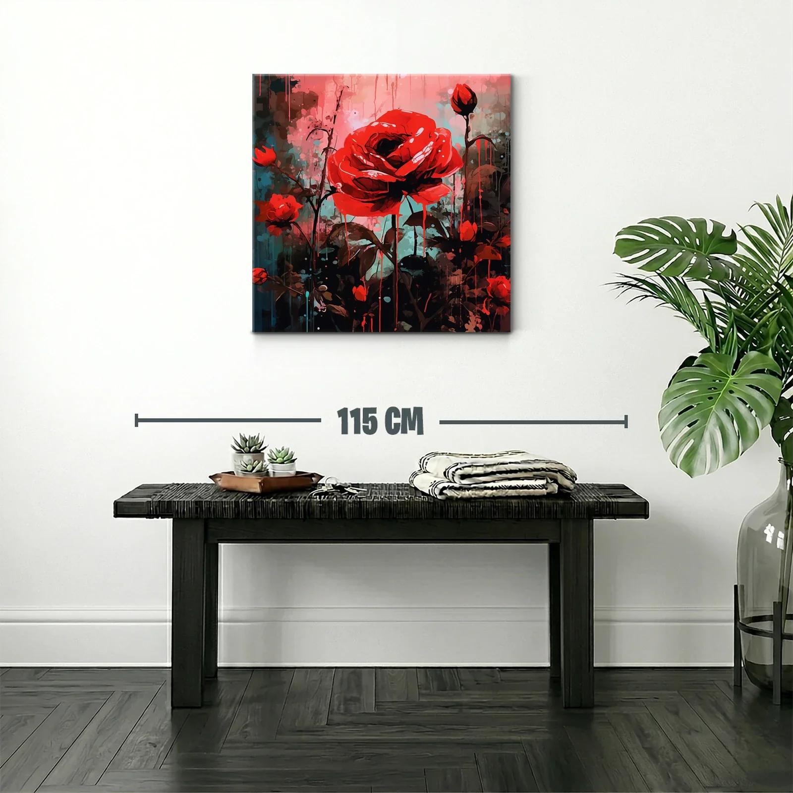 Vibrante composición de rosas rojas con fondo abstracto — miniatura 2
