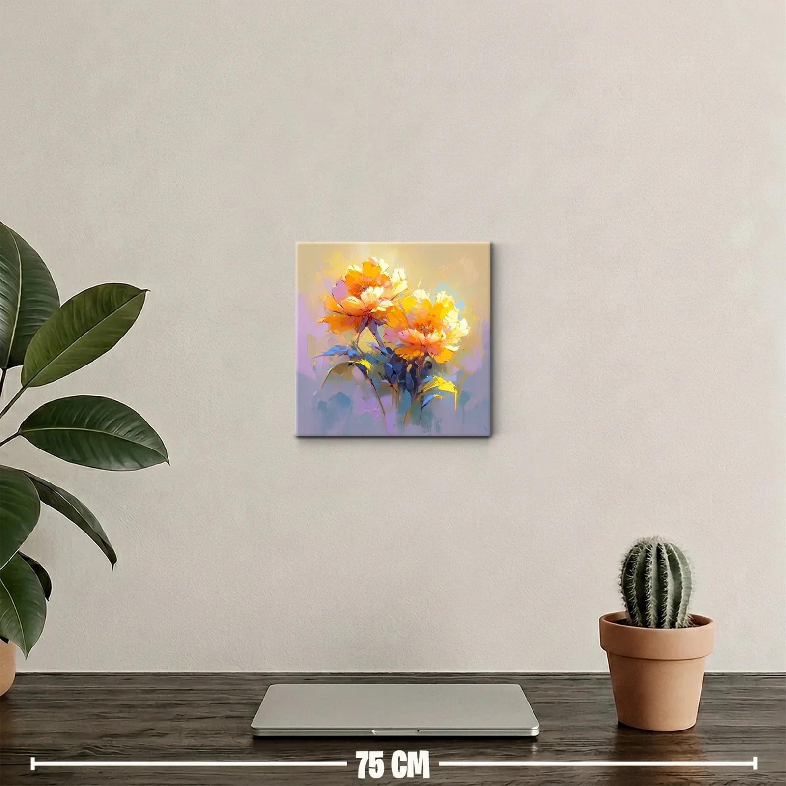 Cuadro con flores vibrantes en tonos cálidos y suaves — miniatura 2