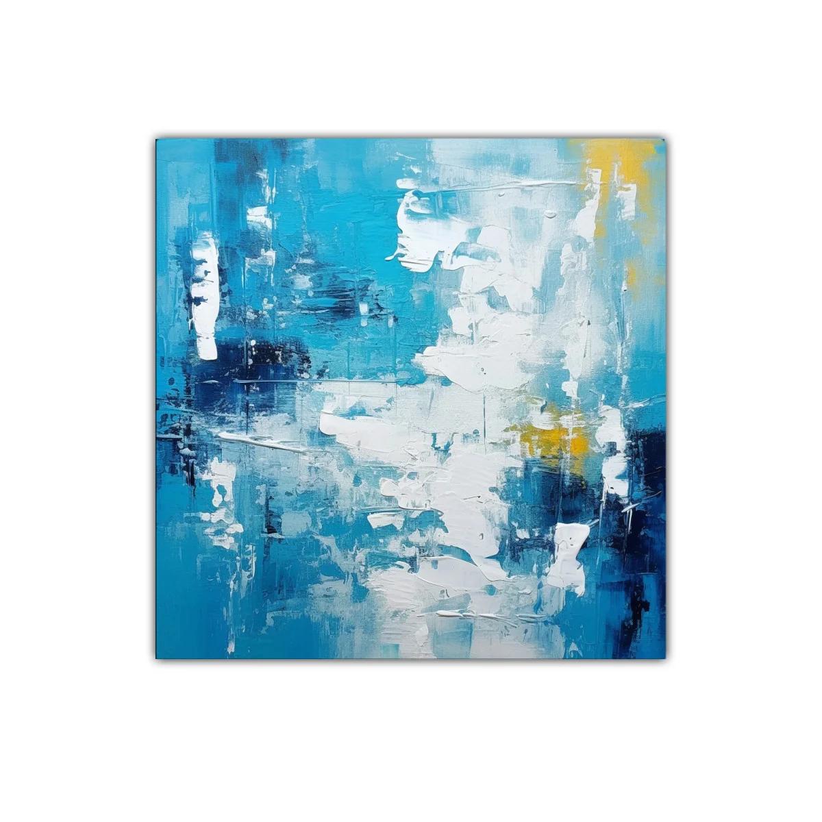 Cuadro abstracto con tonos azules y blancos vibrantes — imagen principal