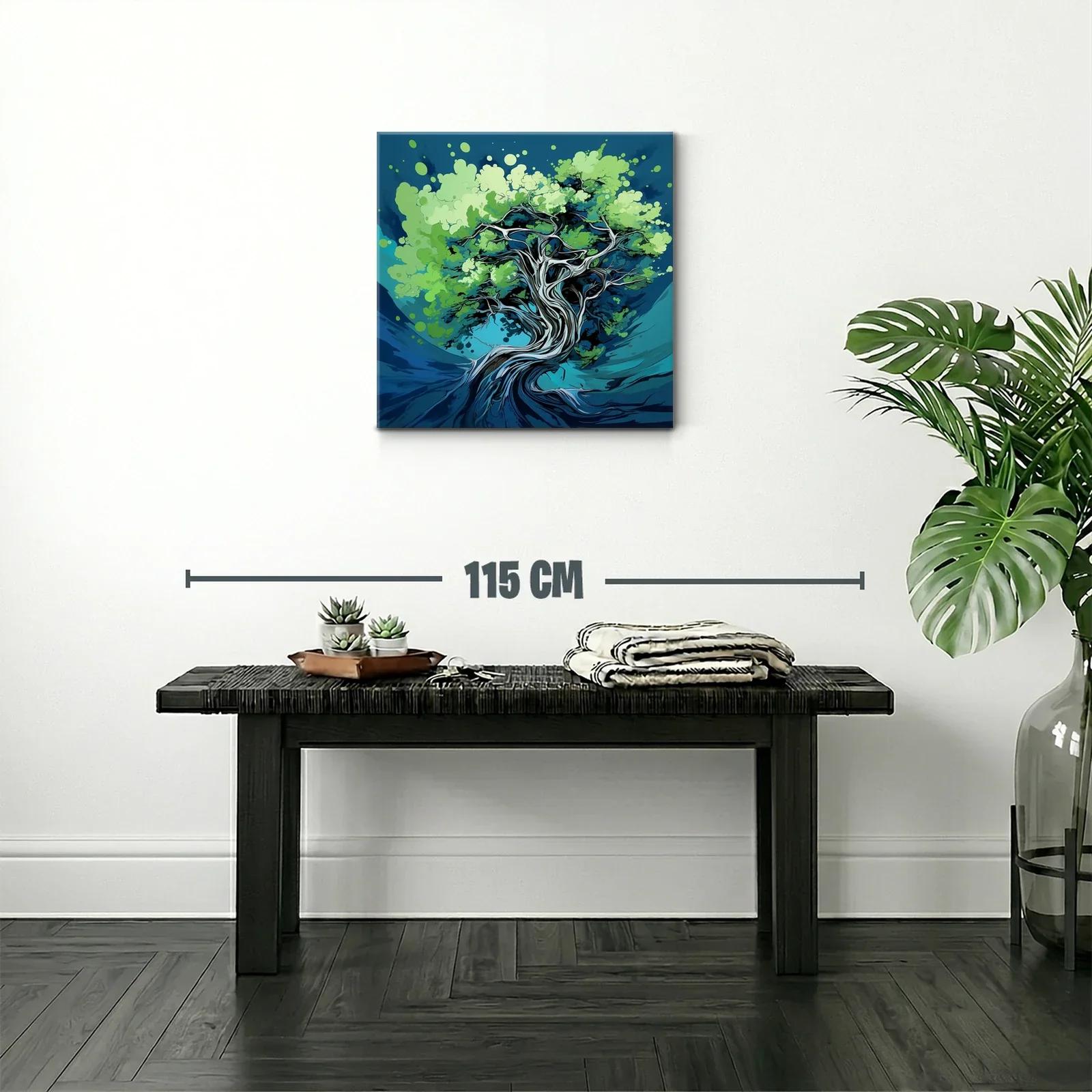 Árbol abstracto con ramas entrelazadas y hojas verdes — miniatura 2