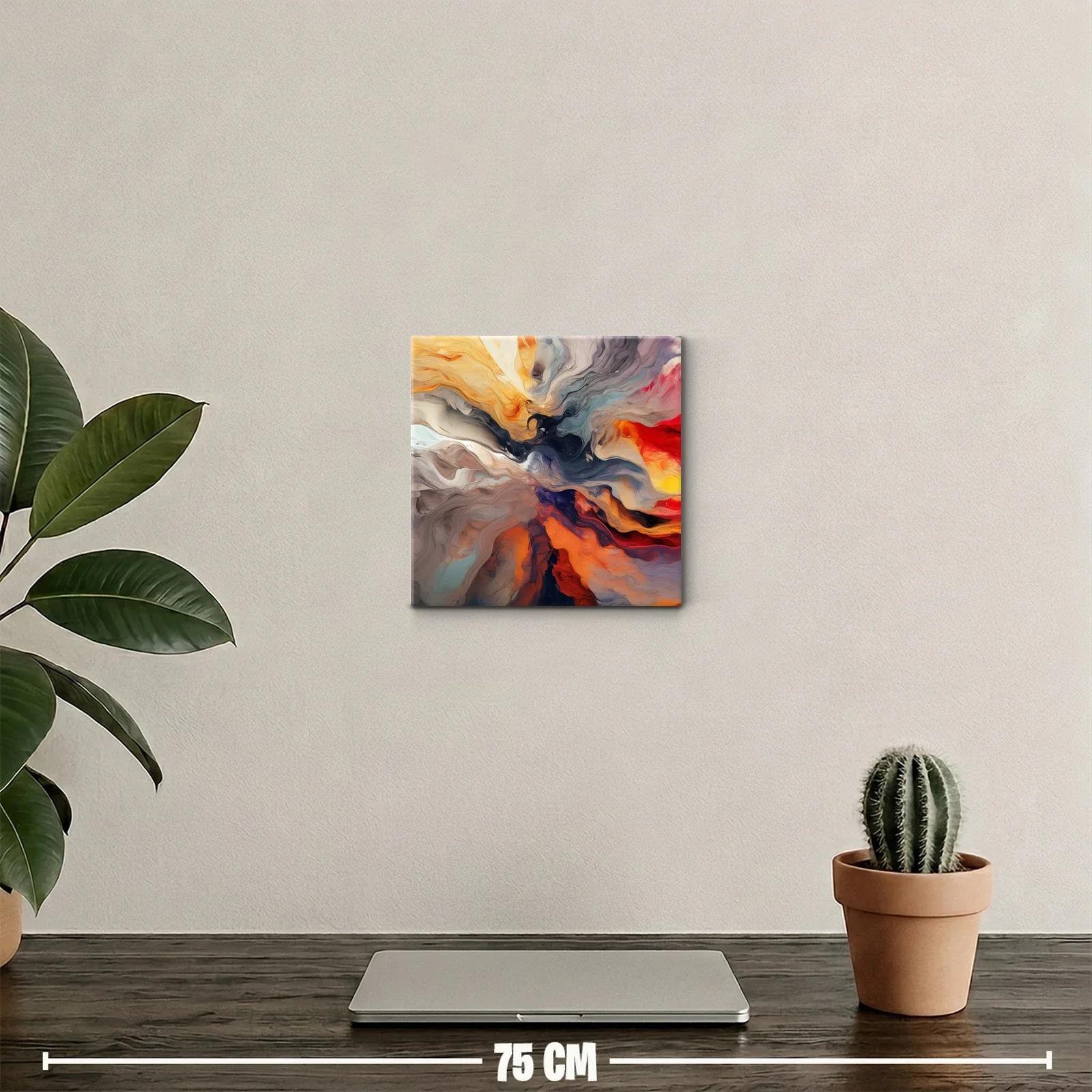 Cuadro abstracto con vibrantes tonos cálidos y fríos — miniatura 2