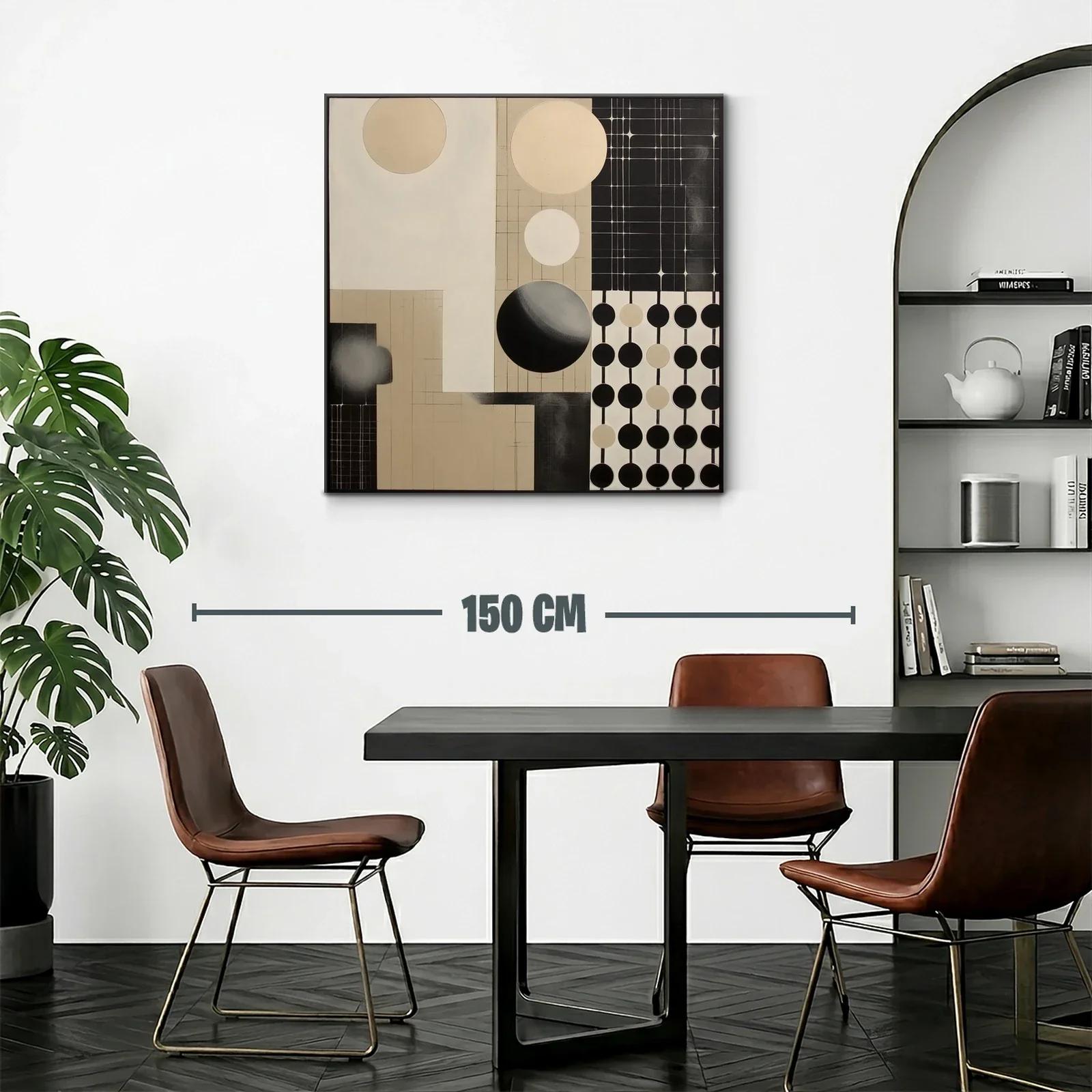 Composición abstracta con círculos y líneas en tonos neutros — miniatura 2