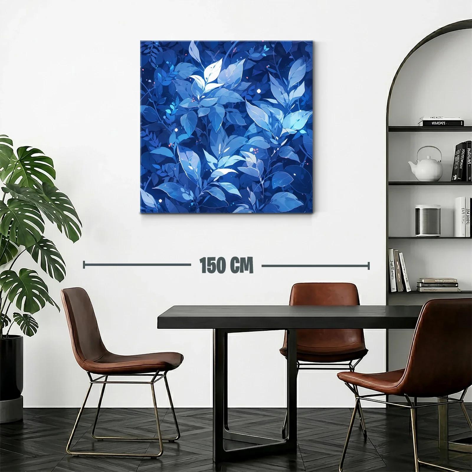 Hoja azul brillante sobre fondo oscuro con detalles luminosos — miniatura 2