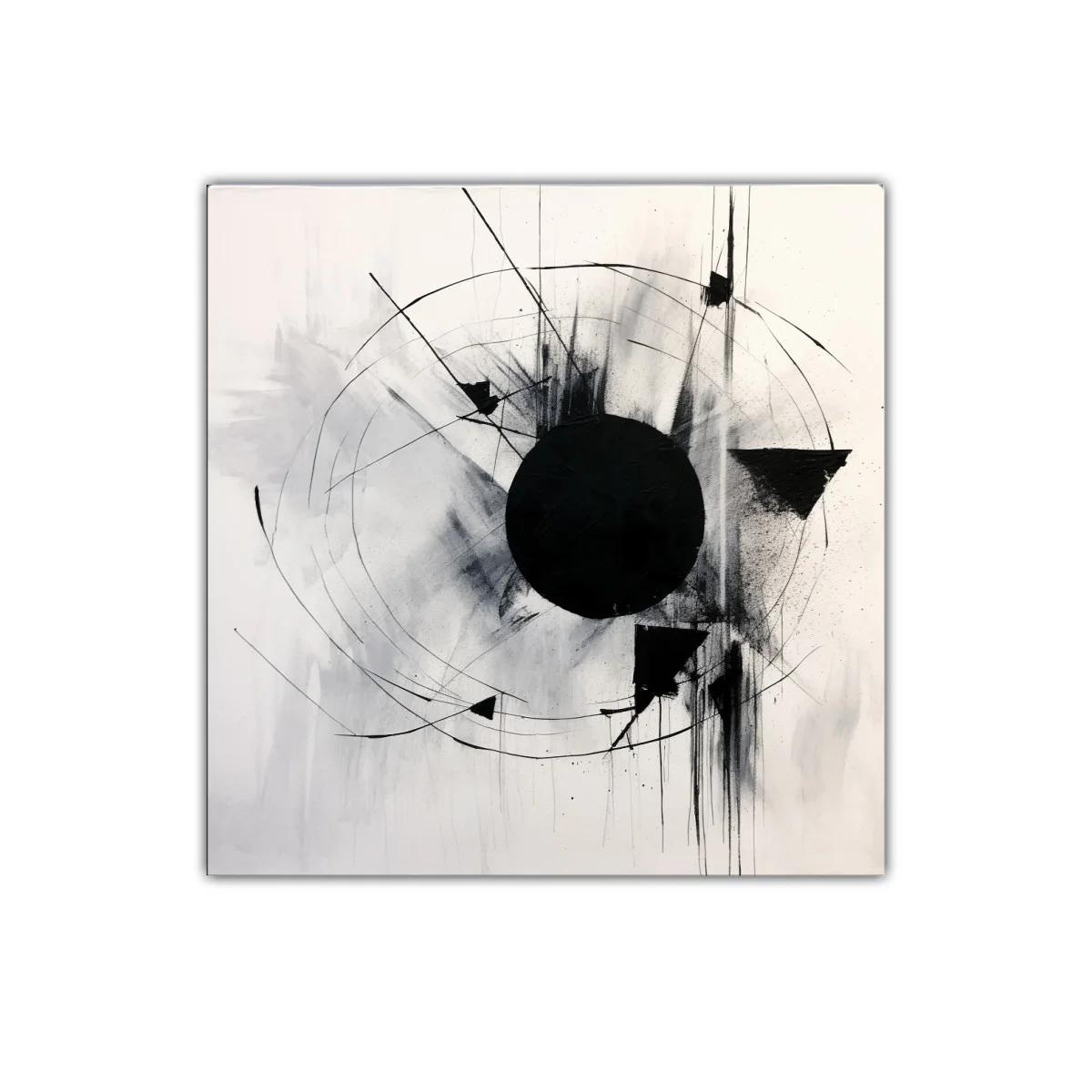 Composición geométrica en blanco y negro con círculo central — imagen principal