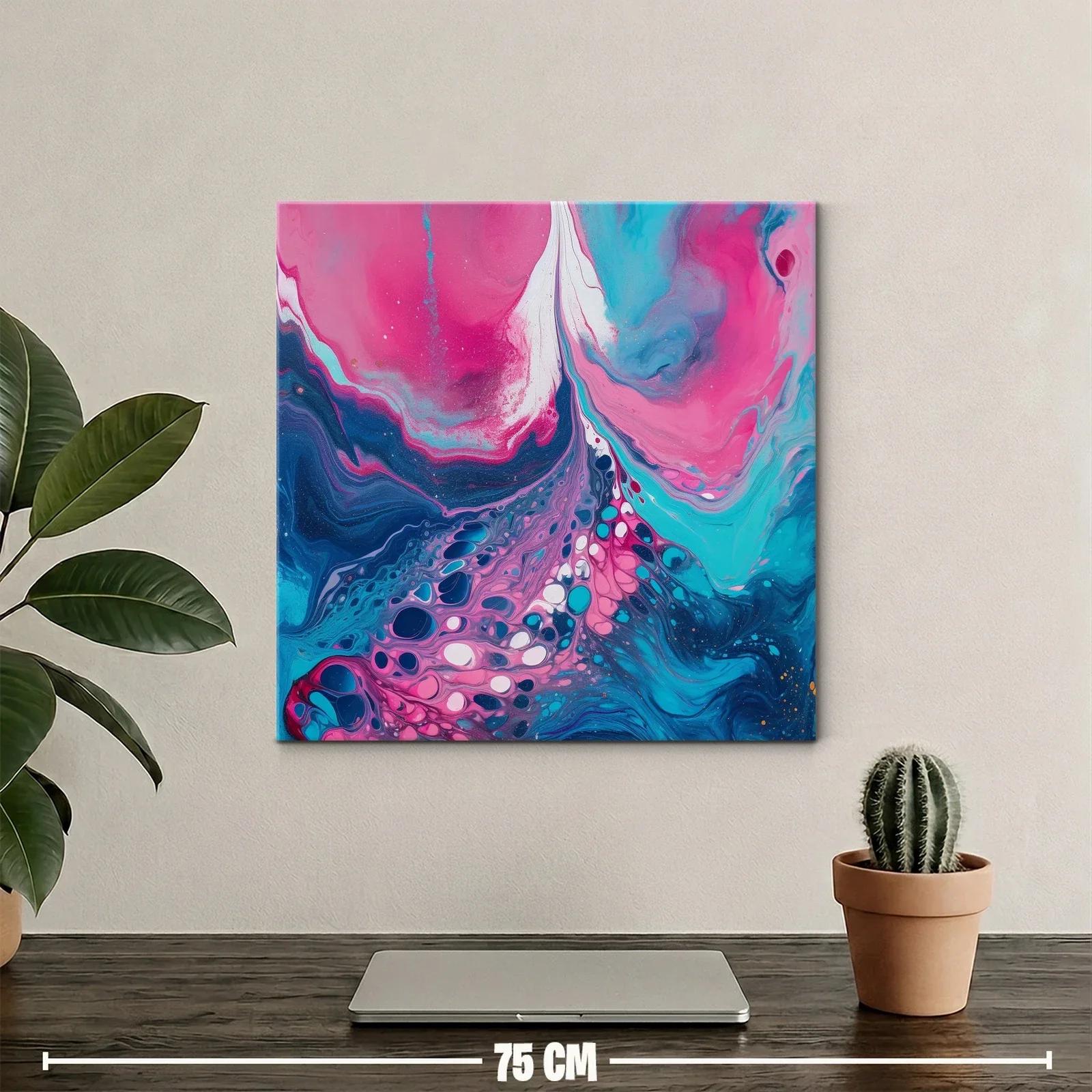 Cuadro abstracto en tonos rosas y azules intensos — miniatura 2