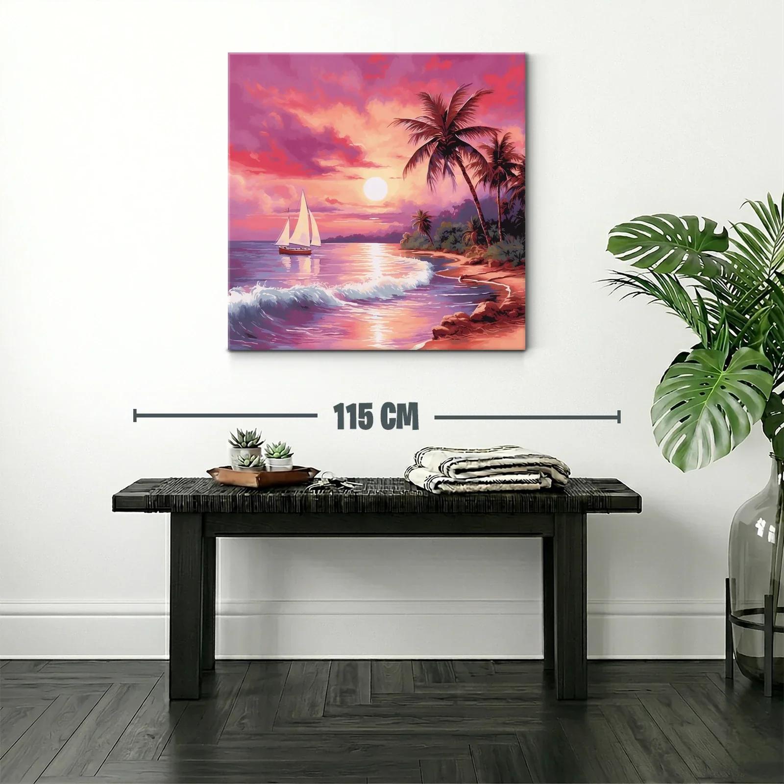 Atardecer tropical con velero en cielo vibrante — miniatura 2