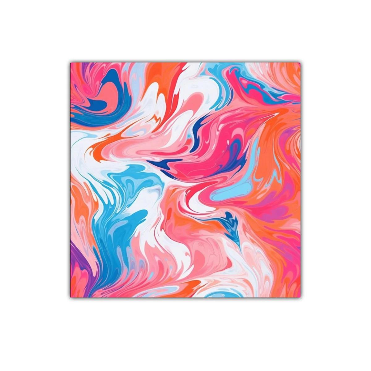 Cuadro abstracto vibrante con formas fluidas y coloridas
