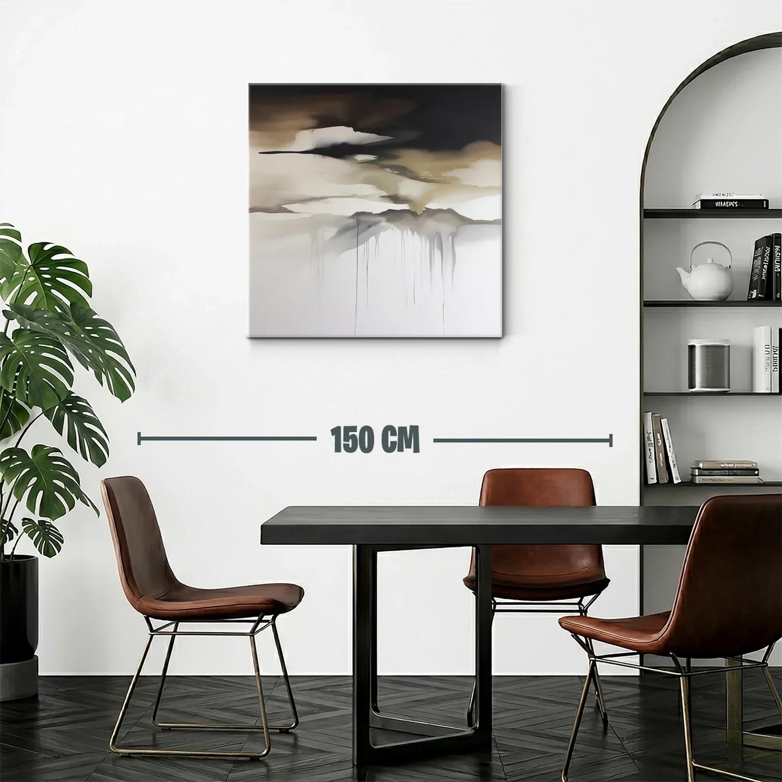 Cuadro abstracto con tonos tierra y grises suaves — miniatura 2
