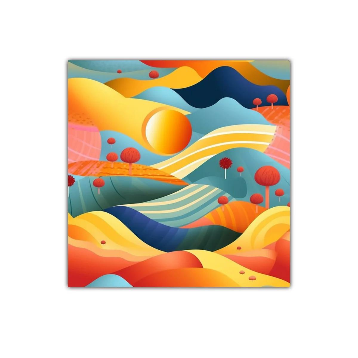 Paisaje abstracto en ondas cálidas y tonos vibrantes — imagen principal