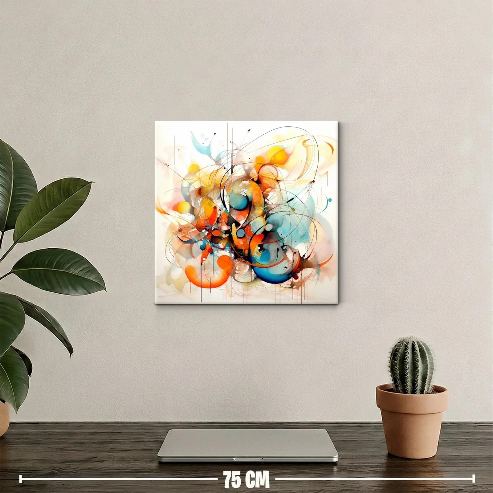 Cuadro abstracto en tonos cálidos y fríos vibrantes — miniatura 2